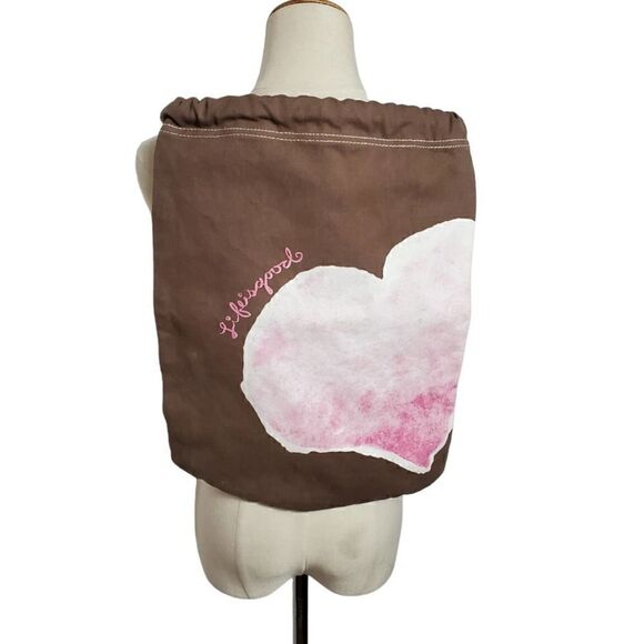 Life Is Good Brown Heart Backpack - Picture 2 of 5